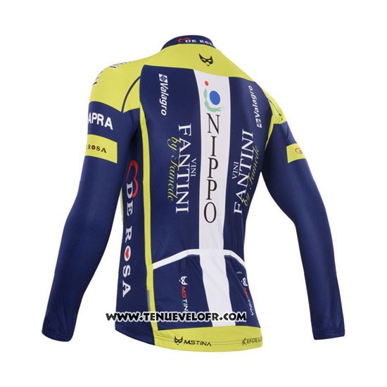 2014 Maillot Ciclismo Vini Fantini Vert et Bleu Manches Longues et Cuissard